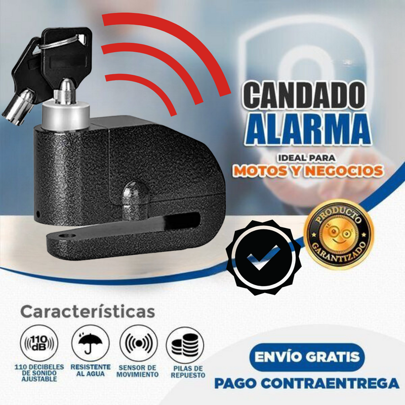 CANDADO DISCO ANTIRROBO PARA MOTO CON ALARMA🔐 + ENVÍO GRATIS