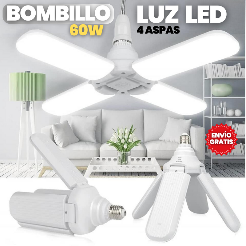 BOMBILLO LED 4 ASPAS 60W + ENVÍO GRATIS